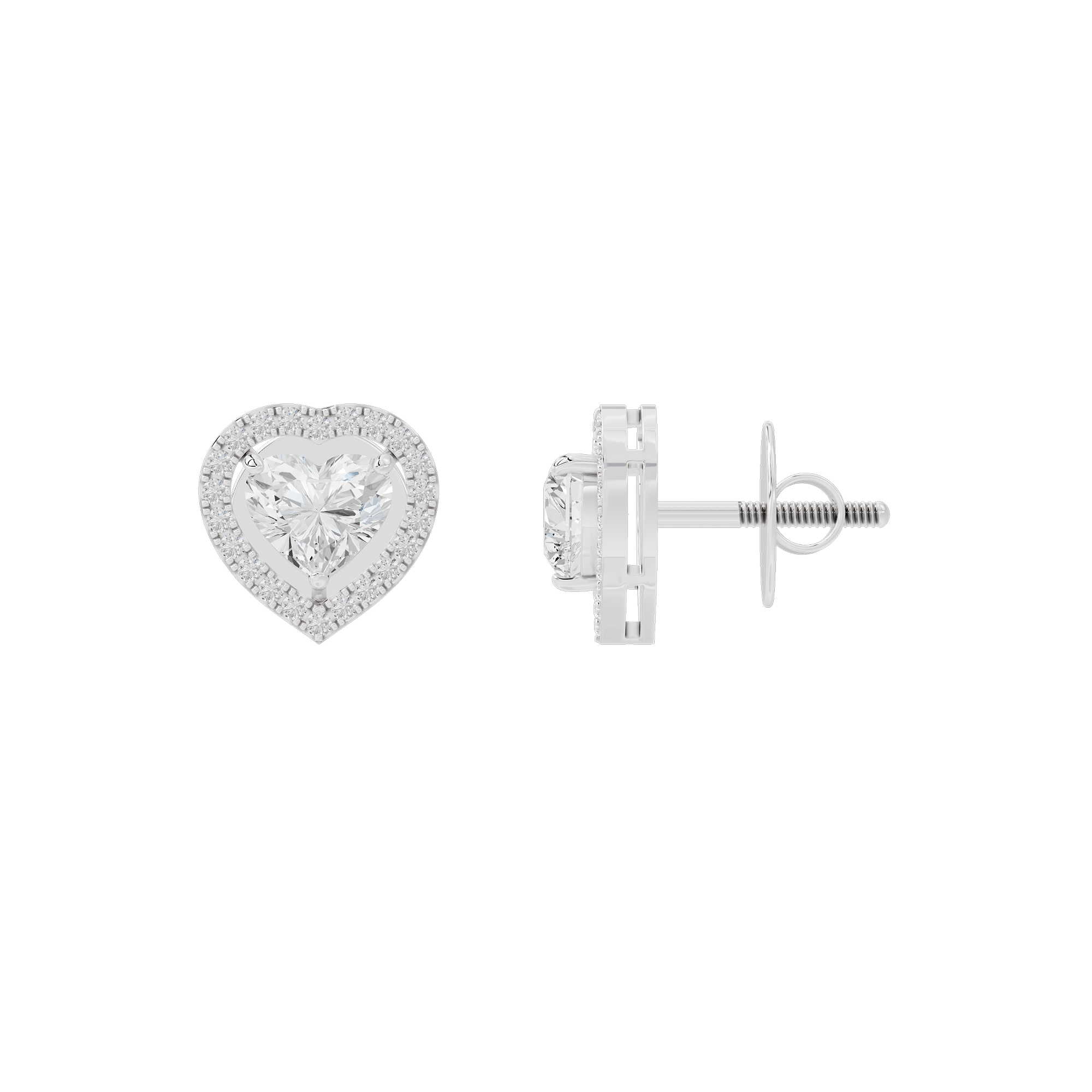 Lil Heart Helo 2.44 Carat Lab Grown Diamond Stud Earrings