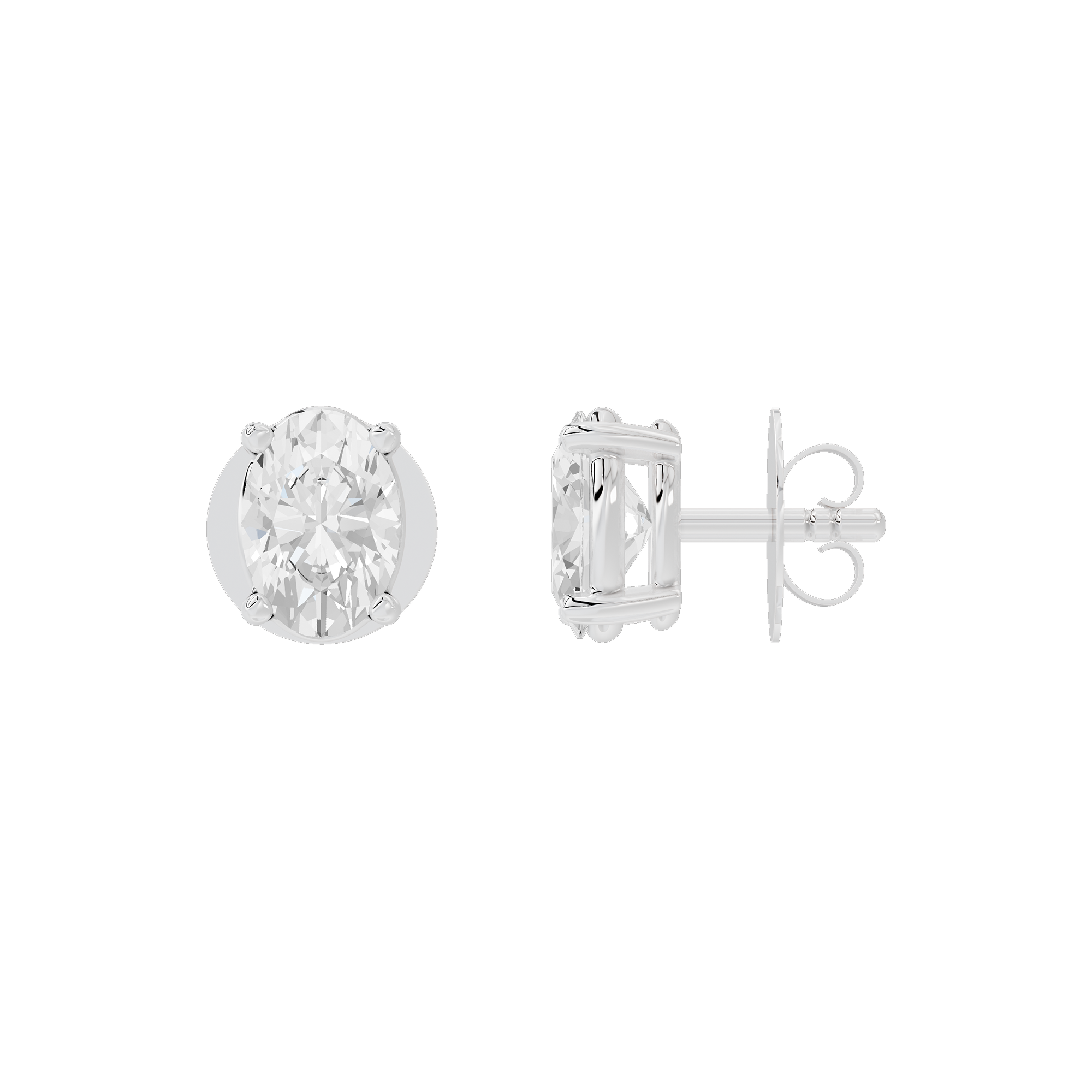 Power Solitaire 3.131 Carat Lab Grown Diamond Stud Earrings