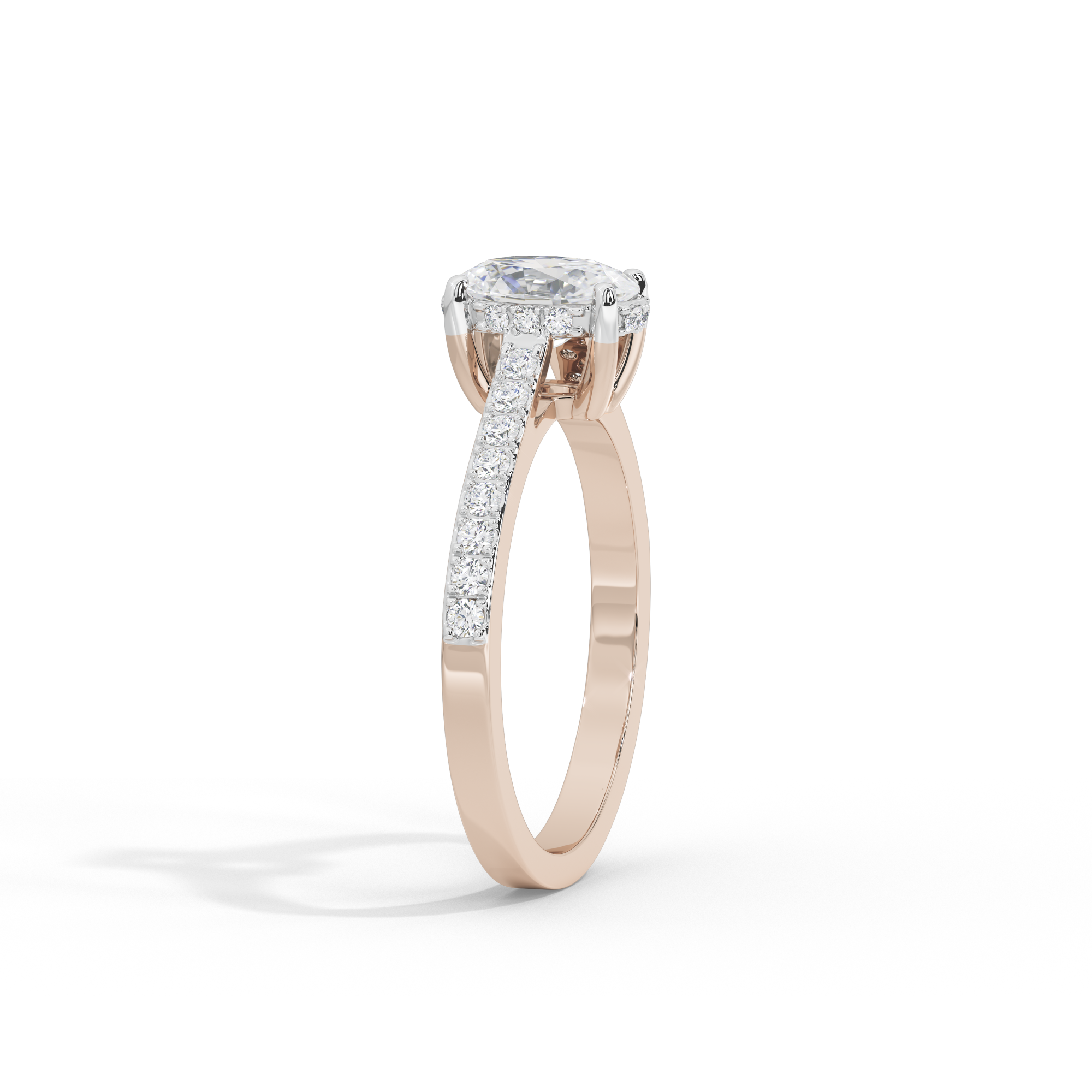 Oval Studded Singula 1.055 Carat Lab Grown Diamond Ring