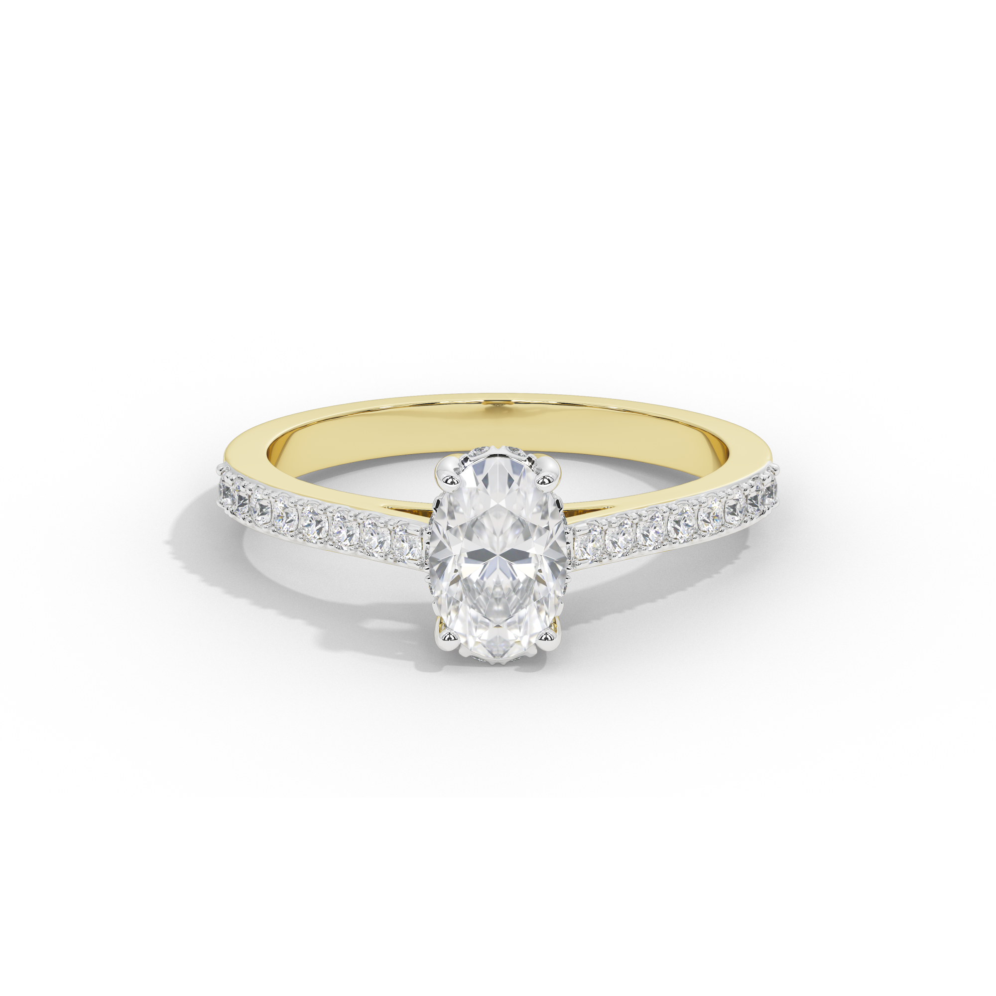Oval Studded Singula 1.055 Carat Lab Grown Diamond Ring