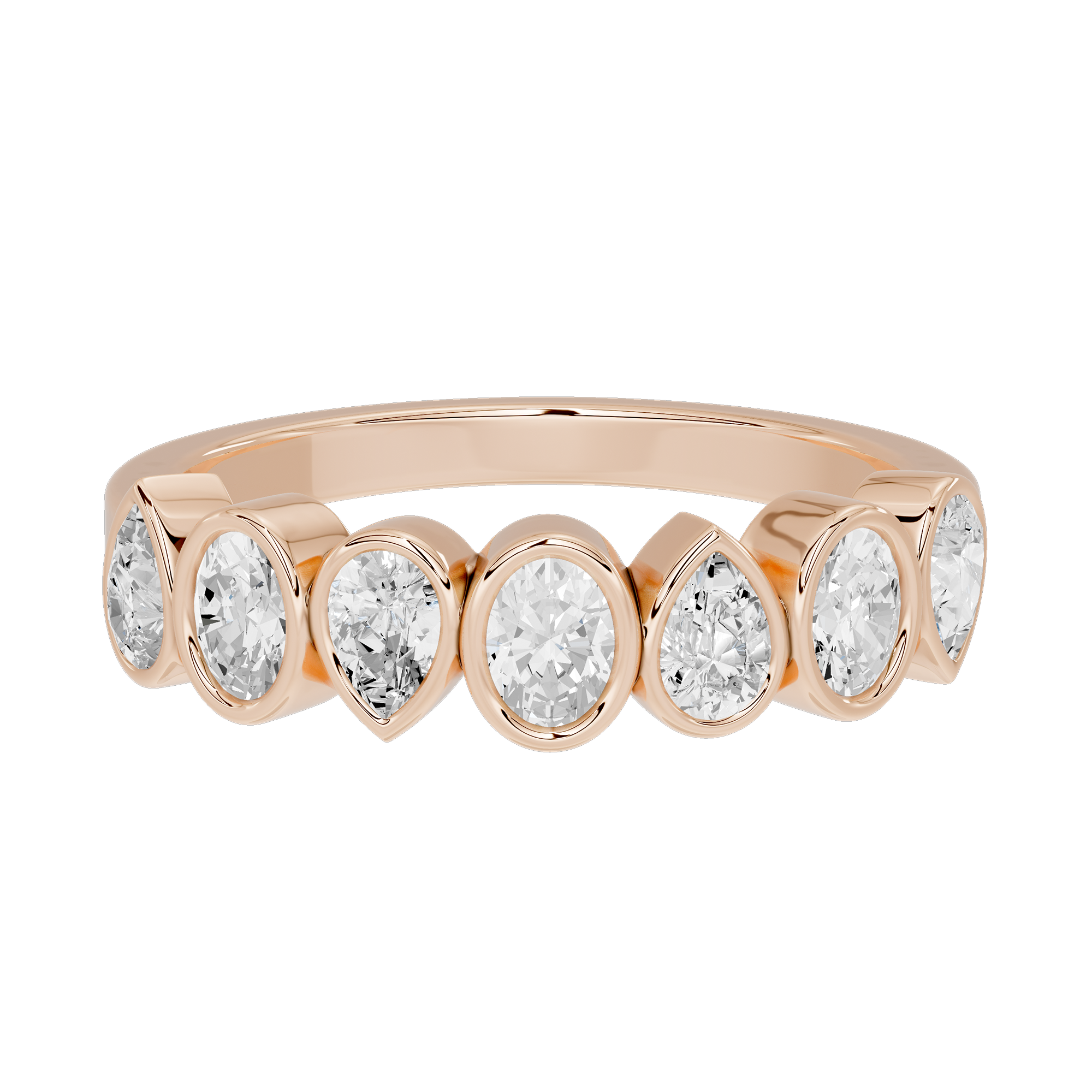 Pear & Oval Bezel Half Eternity Band 0.949 Carat Lab Grown Diamond