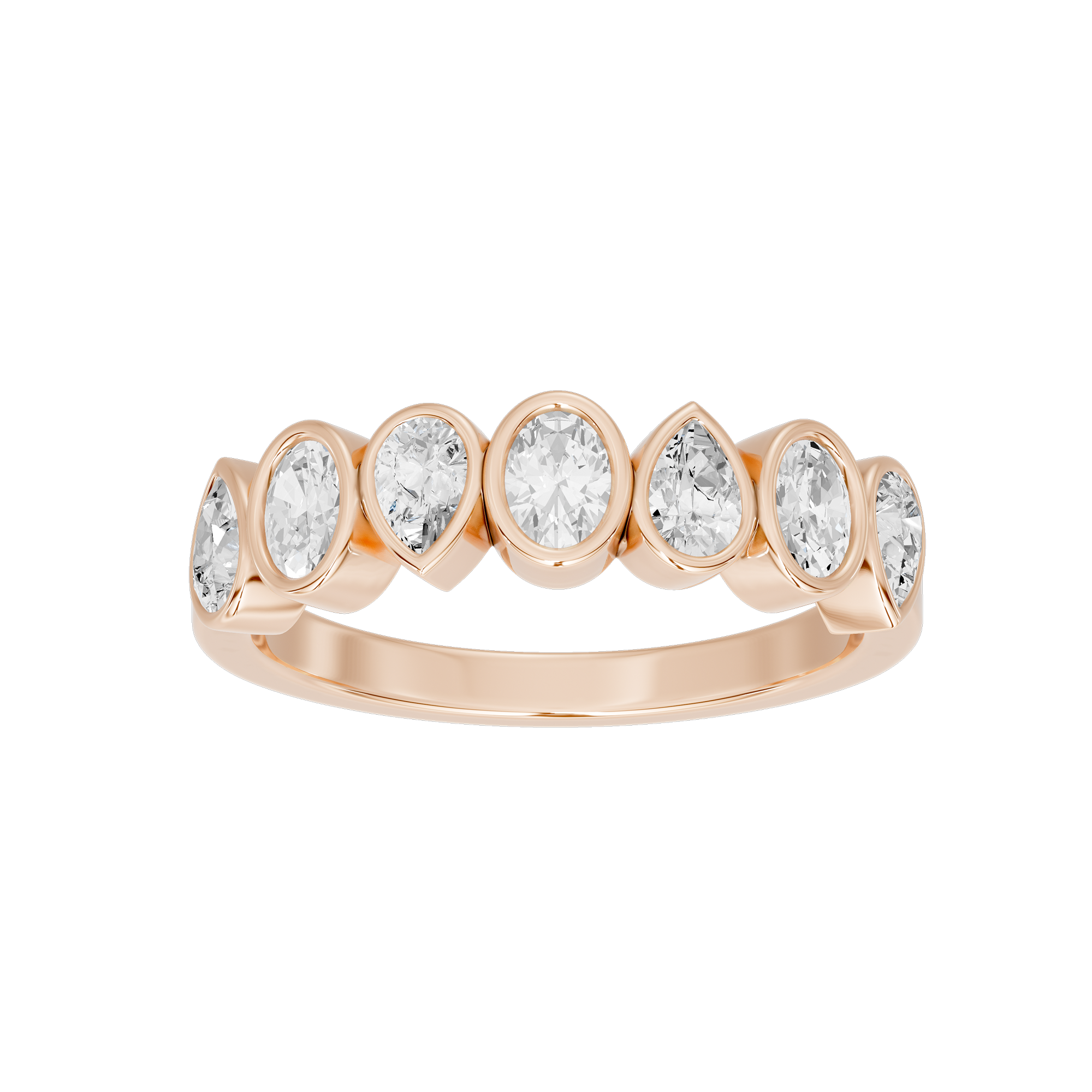 Pear & Oval Bezel Half Eternity Band 0.949 Carat Lab Grown Diamond