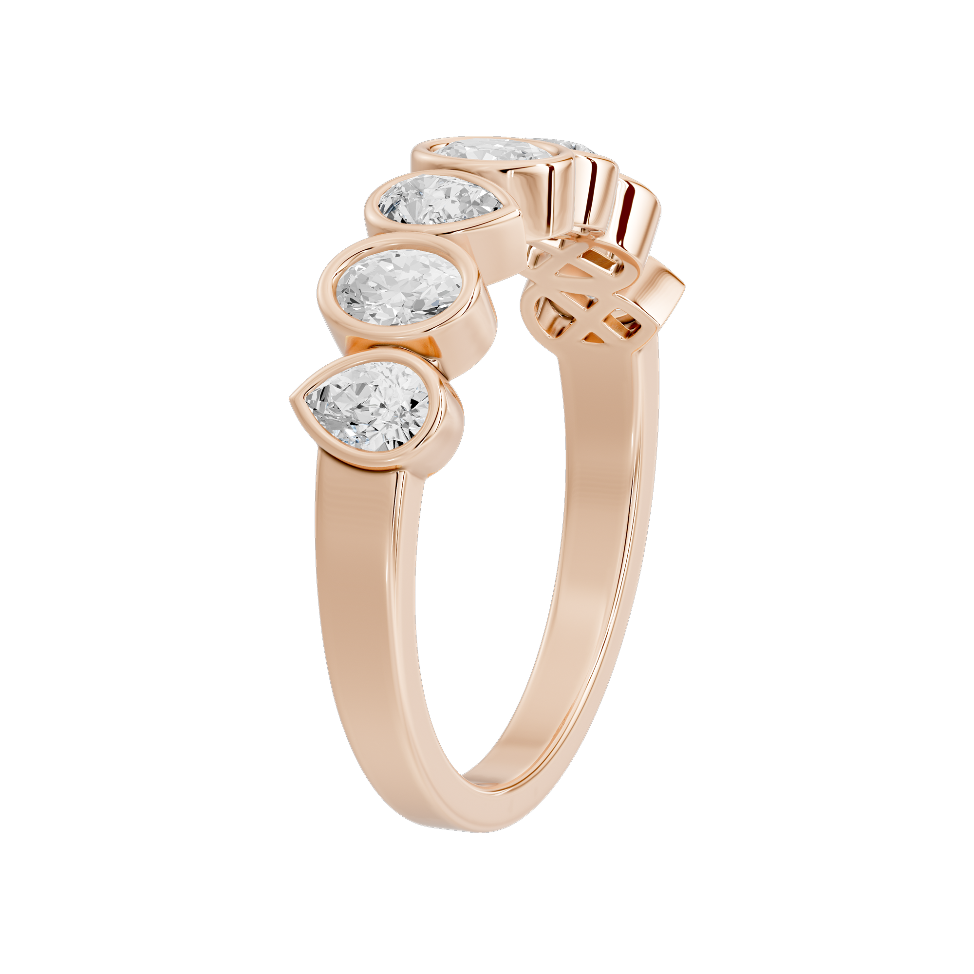 Pear & Oval Bezel Half Eternity Band 0.949 Carat Lab Grown Diamond