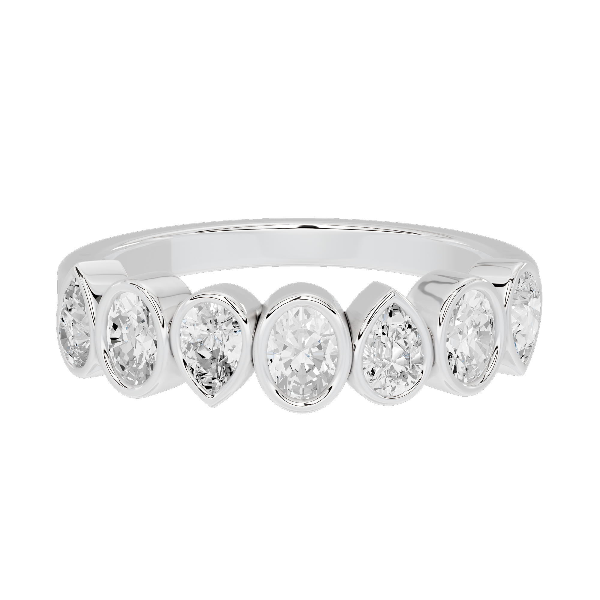Pear & Oval Bezel Half Eternity Band 0.949 Carat Lab Grown Diamond