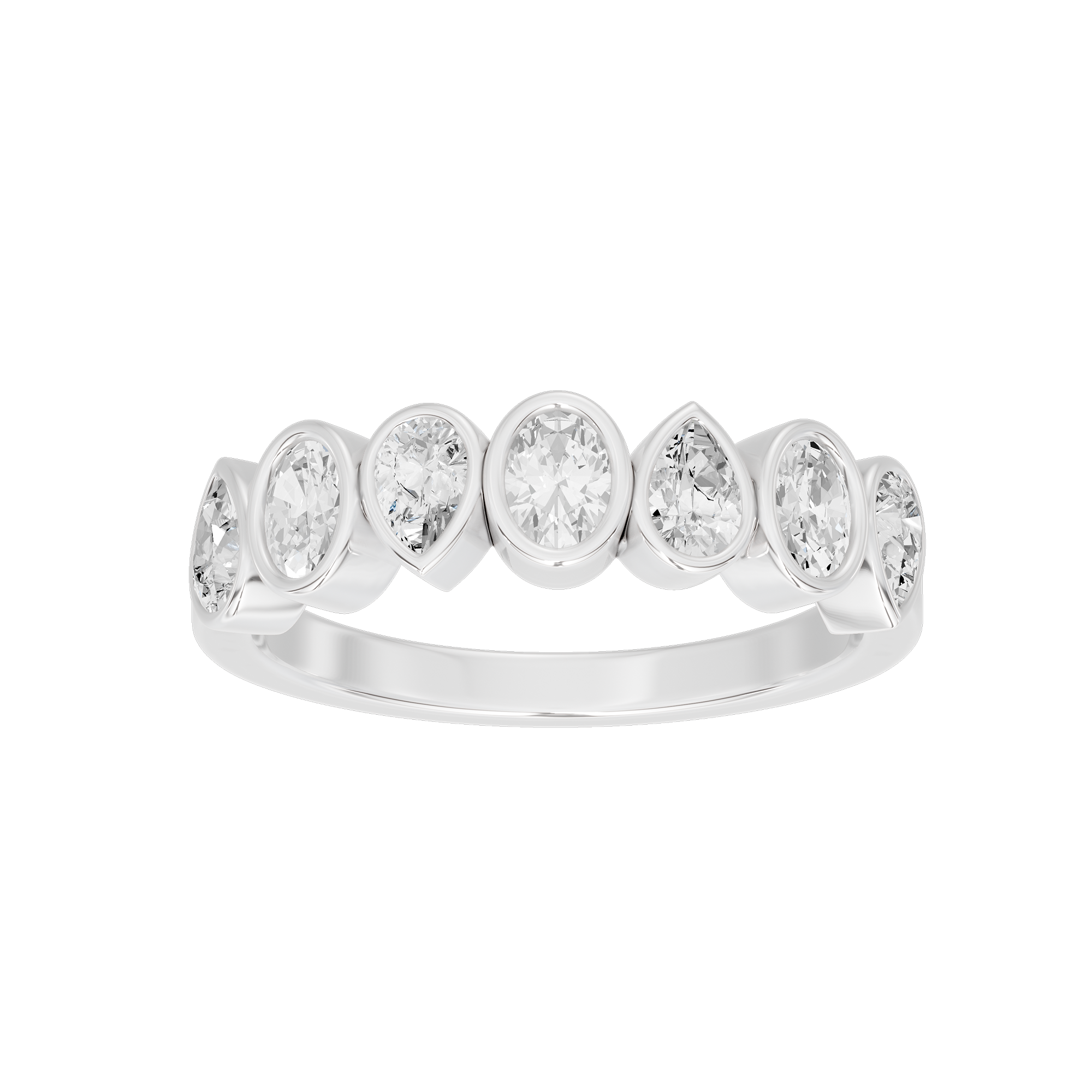 Pear & Oval Bezel Half Eternity Band 0.949 Carat Lab Grown Diamond