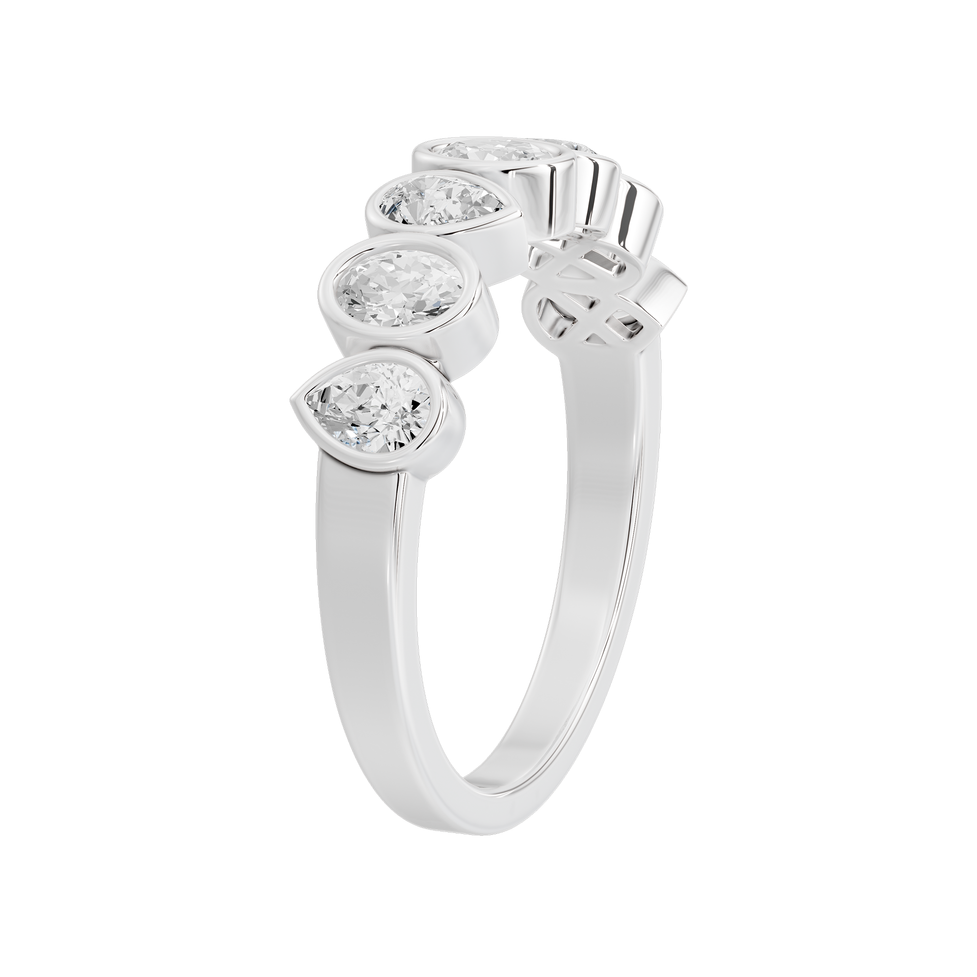Pear & Oval Bezel Half Eternity Band 0.949 Carat Lab Grown Diamond