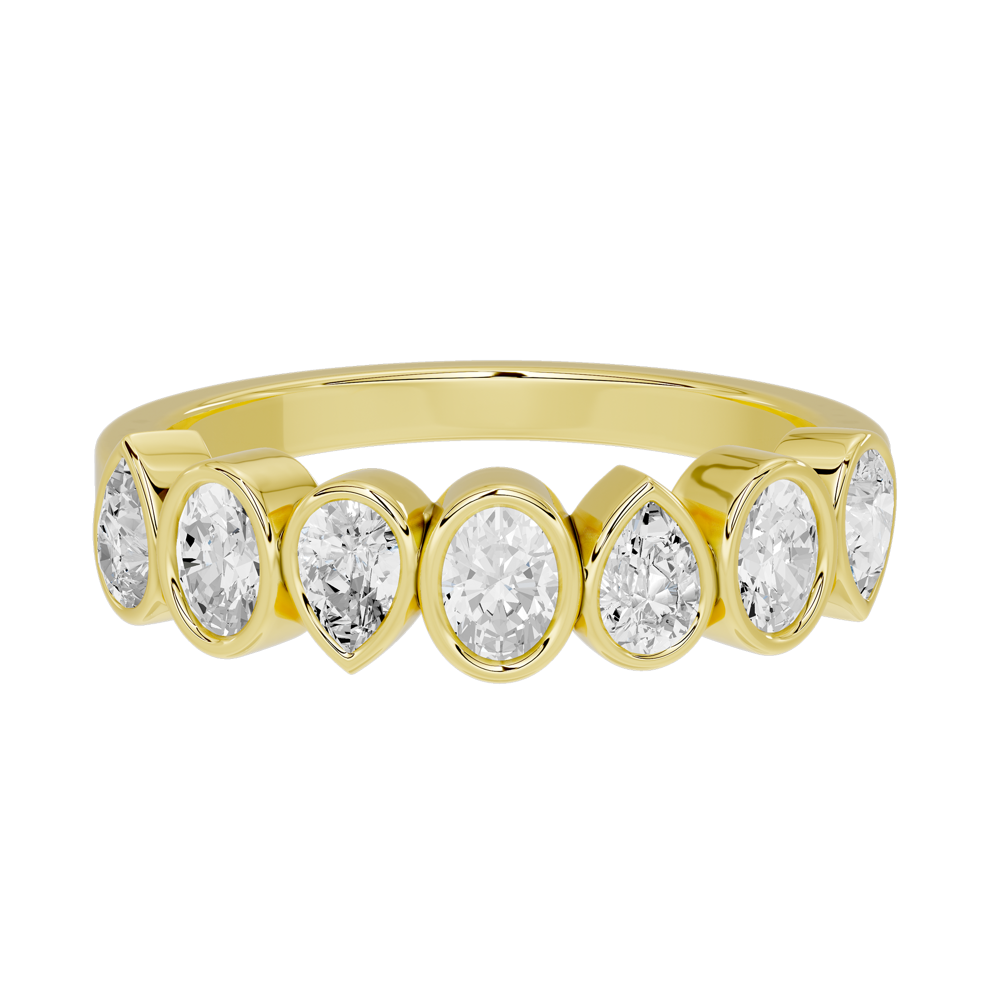 Pear & Oval Bezel Half Eternity Band 0.949 Carat Lab Grown Diamond