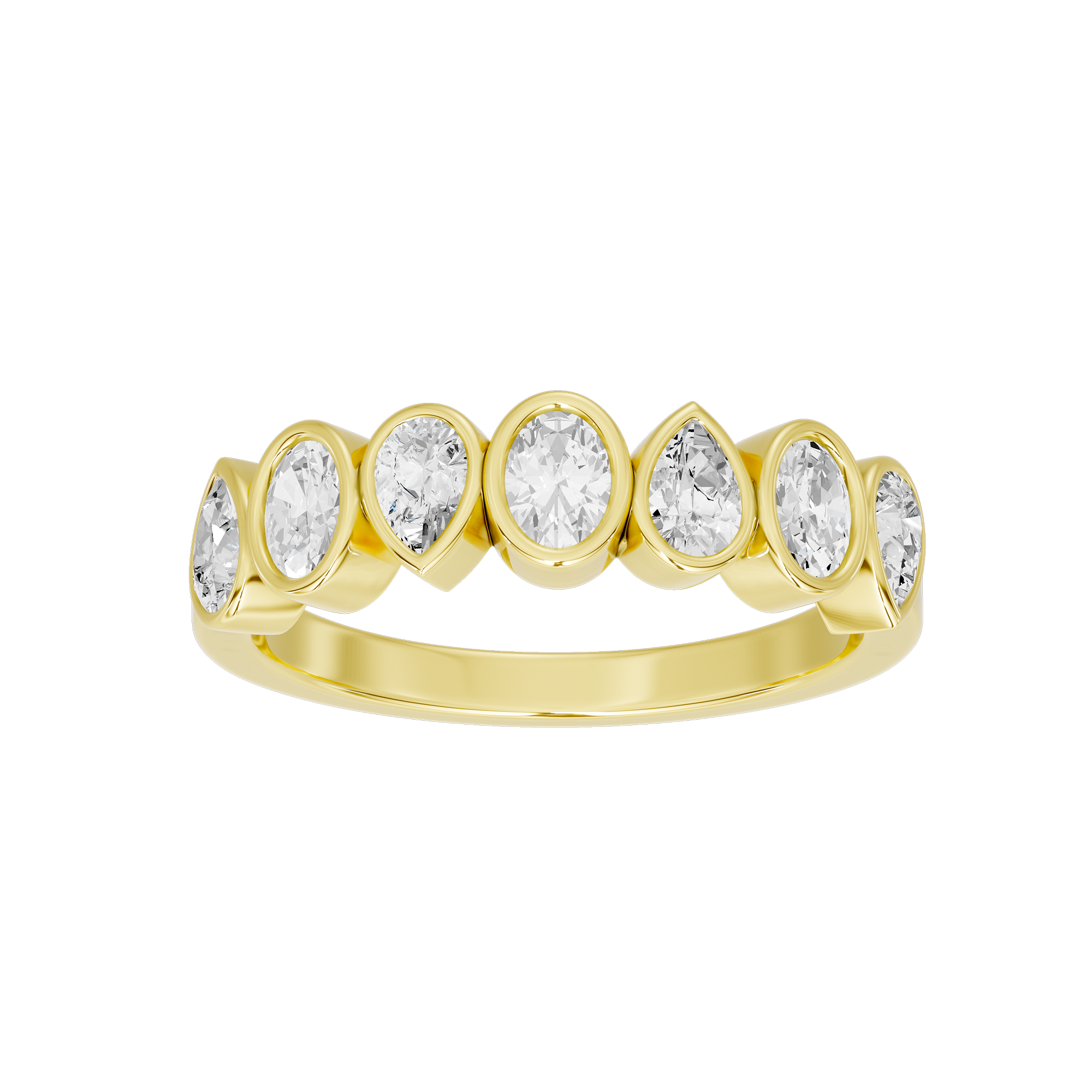 Pear & Oval Bezel Half Eternity Band 0.949 Carat Lab Grown Diamond