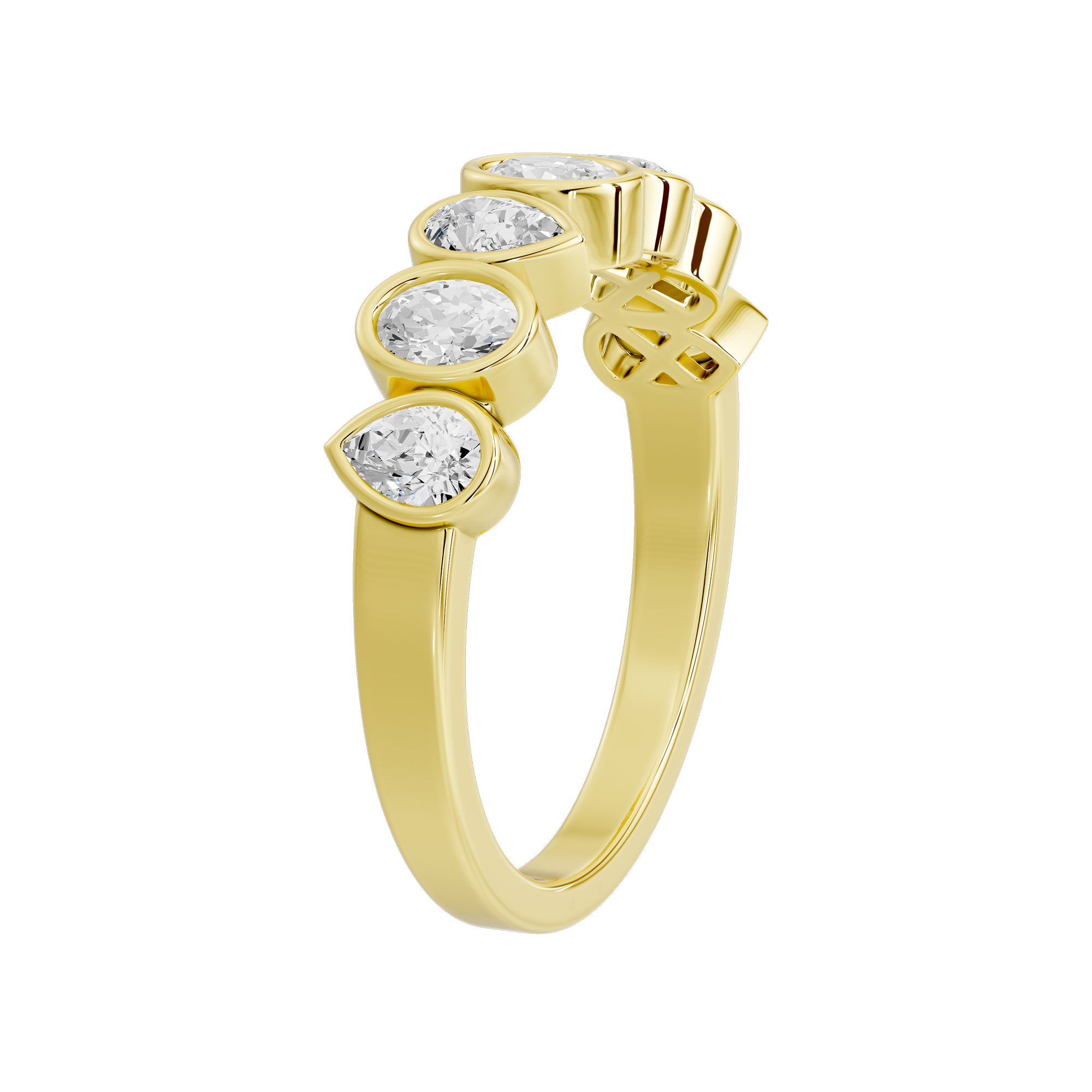 Pear & Oval Bezel Half Eternity Band 0.949 Carat Lab Grown Diamond