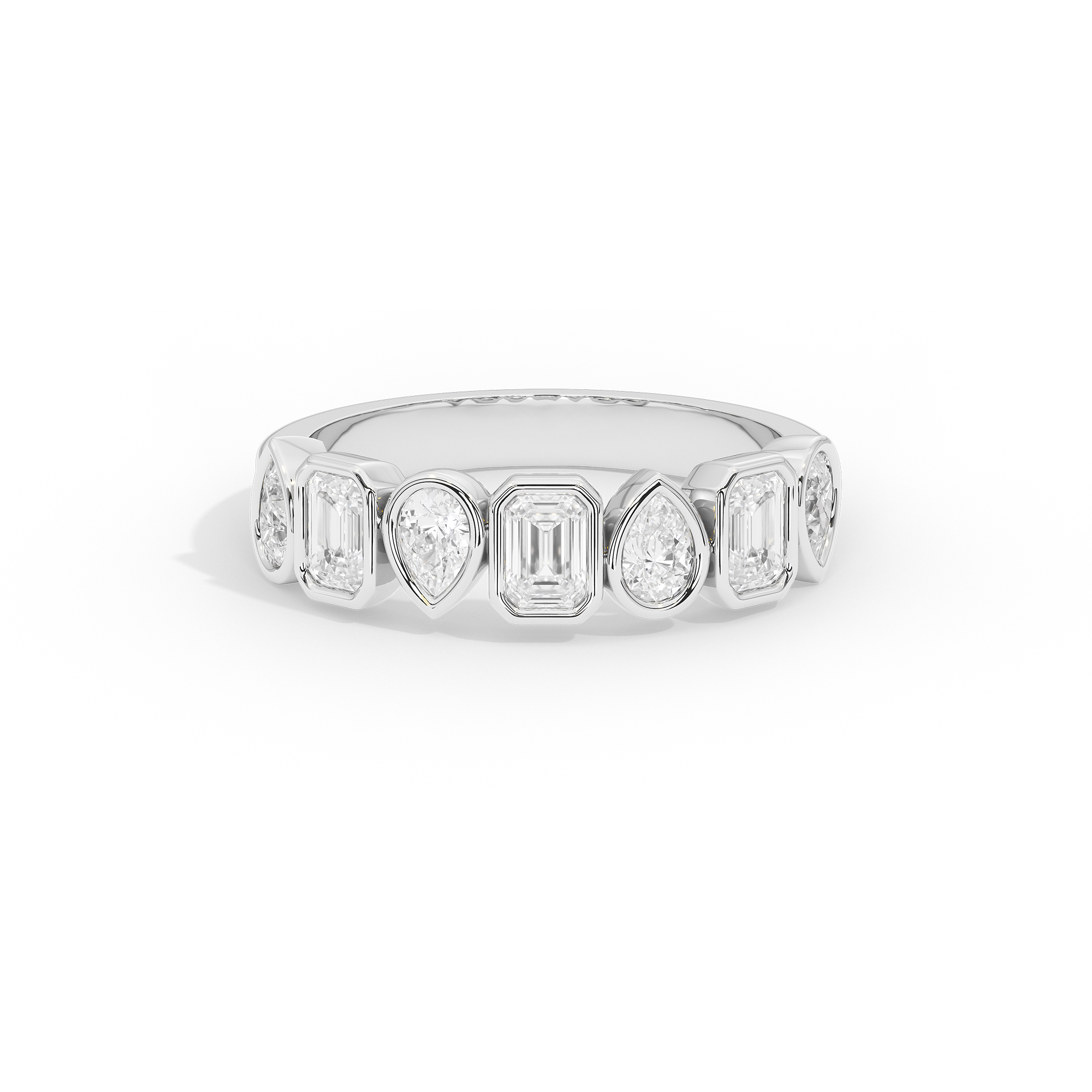 Pear & Emerald Bezel Half Eternity Band 1.462 Carat Lab Grown Diamond