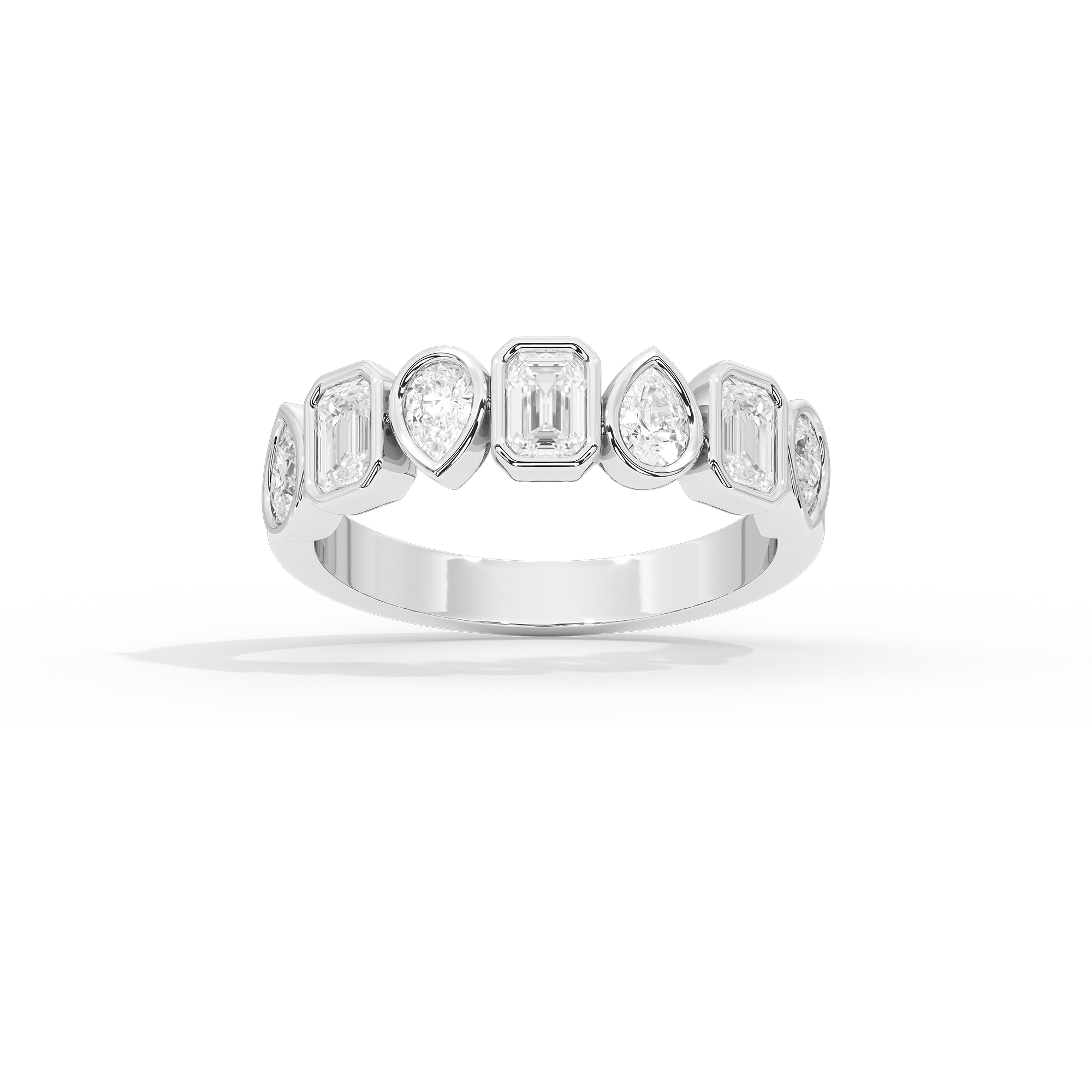 Pear & Emerald Bezel Half Eternity Band 1.462 Carat Lab Grown Diamond