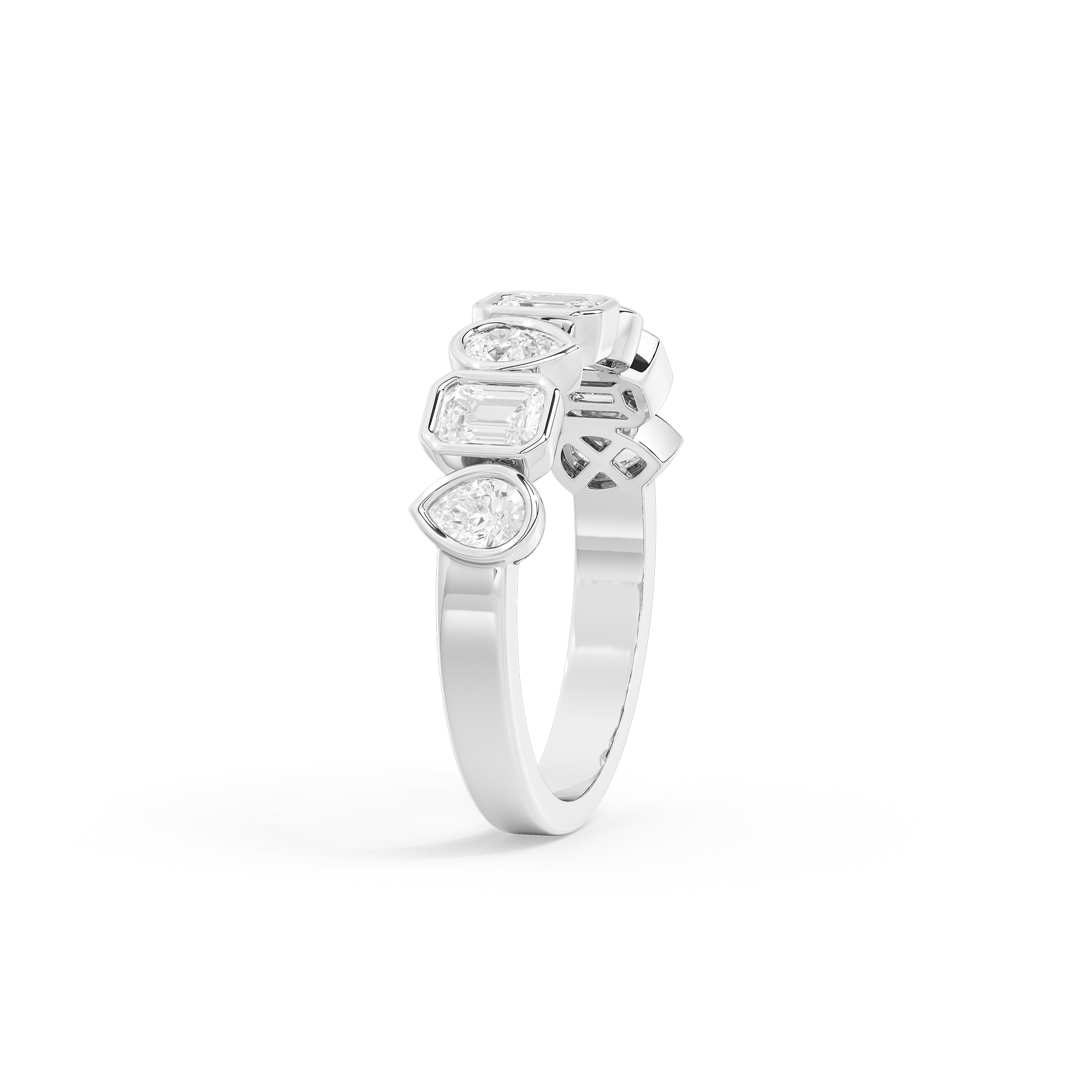 Pear & Emerald Bezel Half Eternity Band 1.462 Carat Lab Grown Diamond