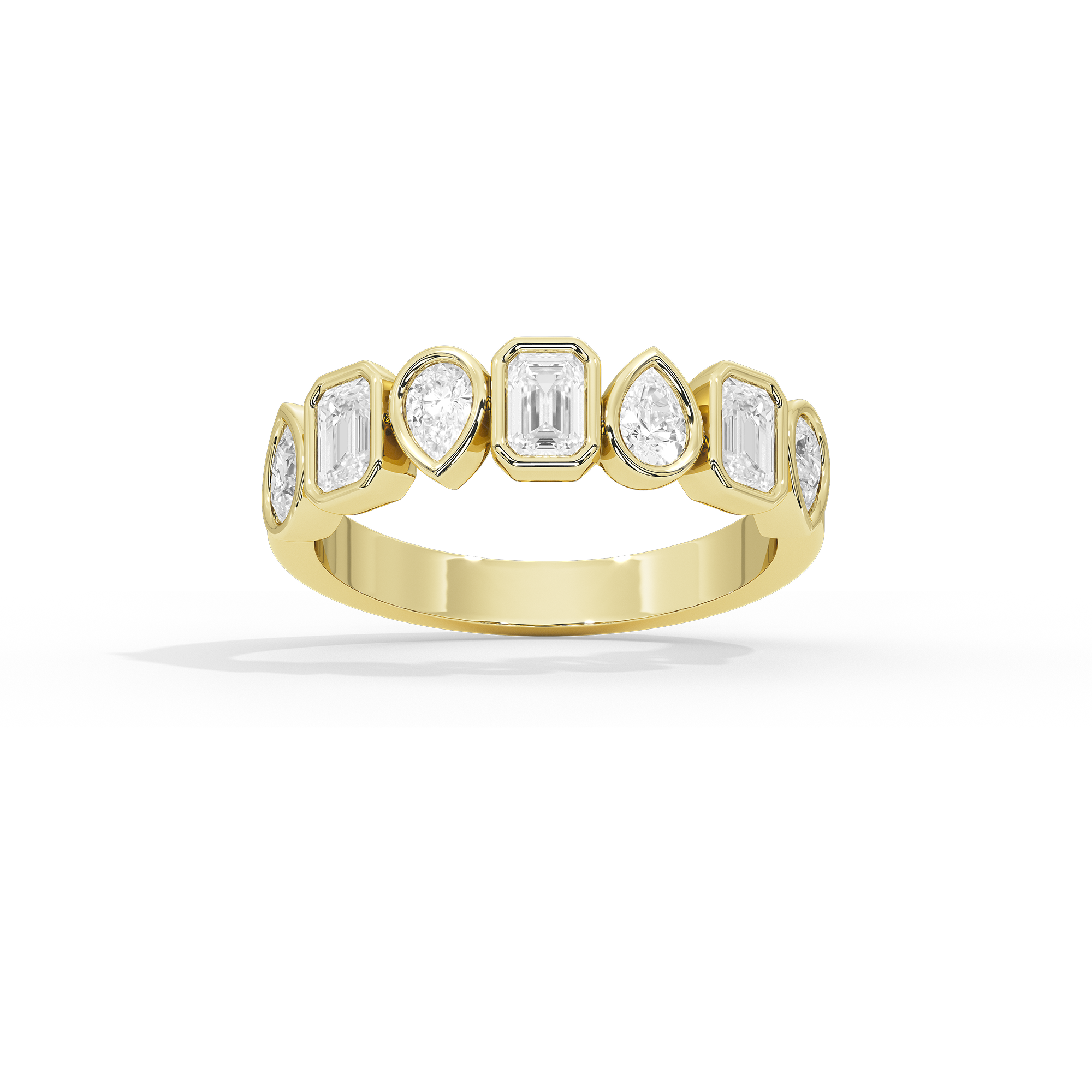 Pear & Emerald Bezel Half Eternity Band 1.462 Carat Lab Grown Diamond