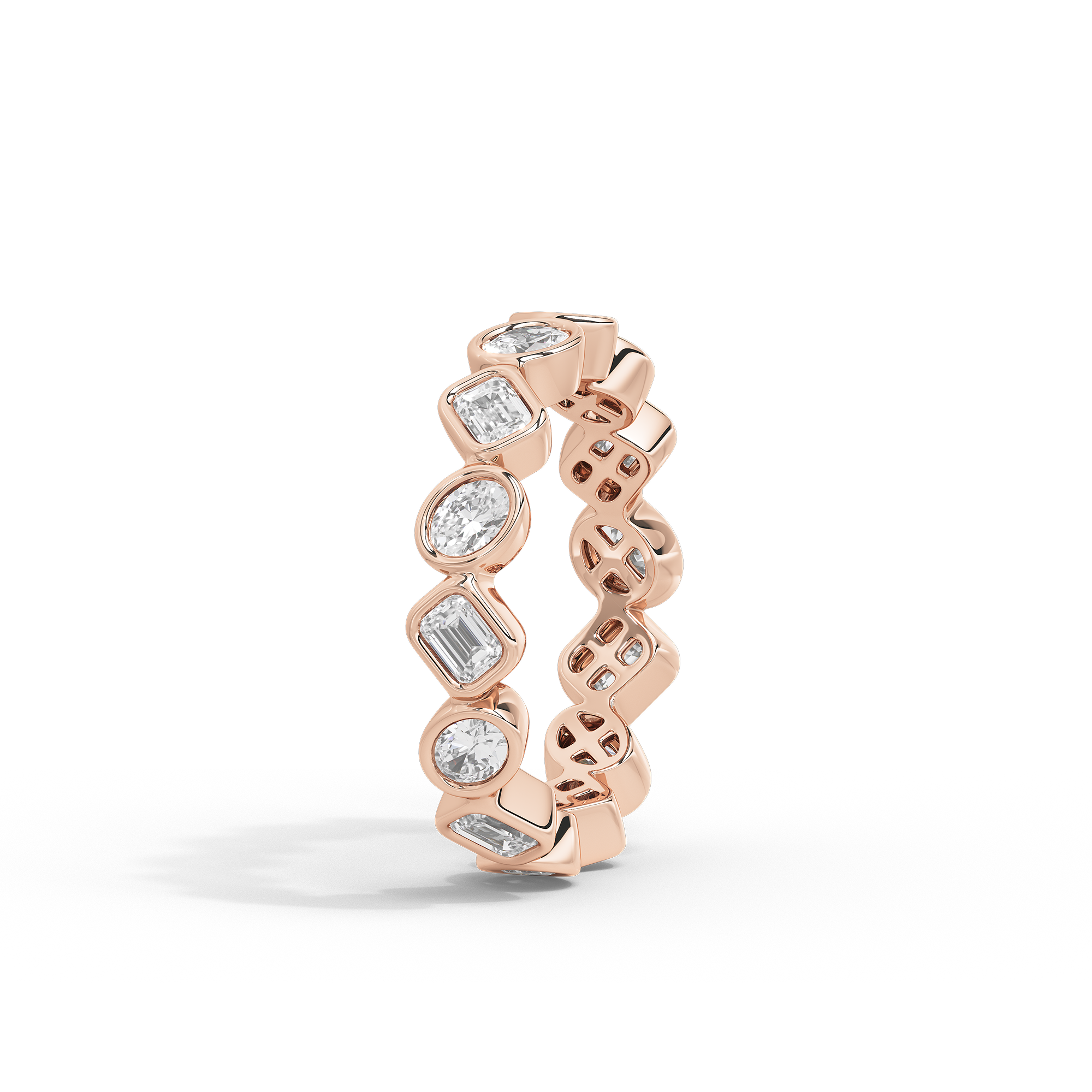 Oval and Emerald Bezel Eternity Band 1.761 Carat Lab Grown Diamond