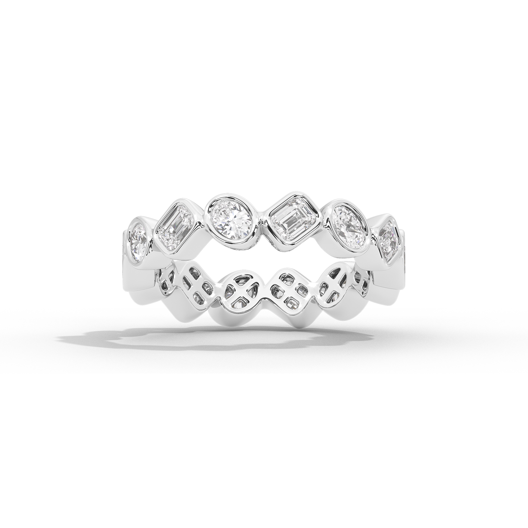 Oval and Emerald Bezel Eternity Band 1.761 Carat Lab Grown Diamond