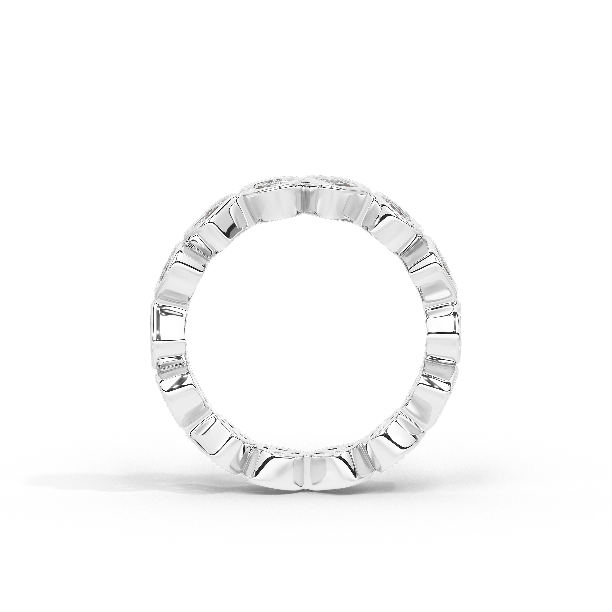 Oval and Emerald Bezel Eternity Band 1.761 Carat Lab Grown Diamond