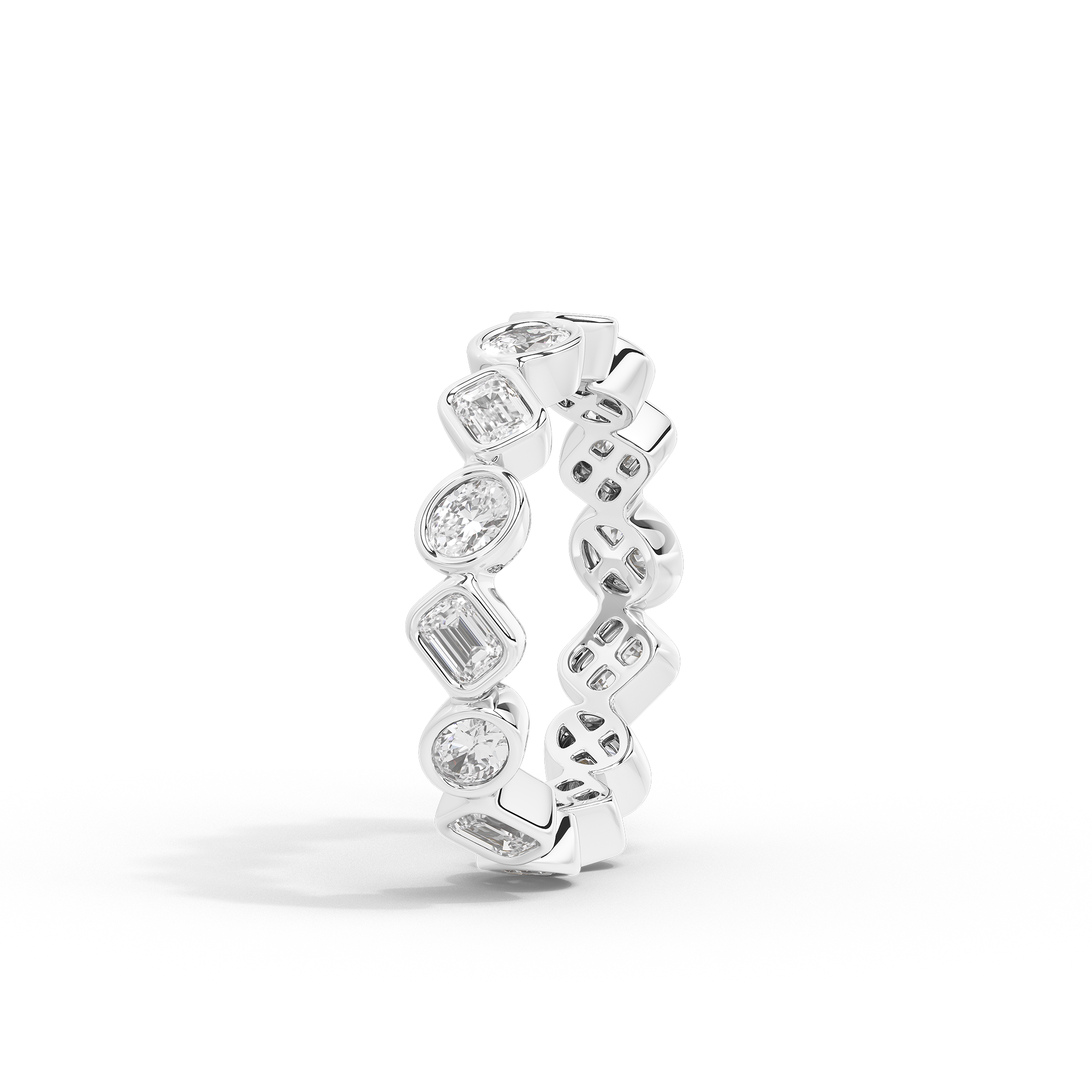 Oval and Emerald Bezel Eternity Band 1.761 Carat Lab Grown Diamond