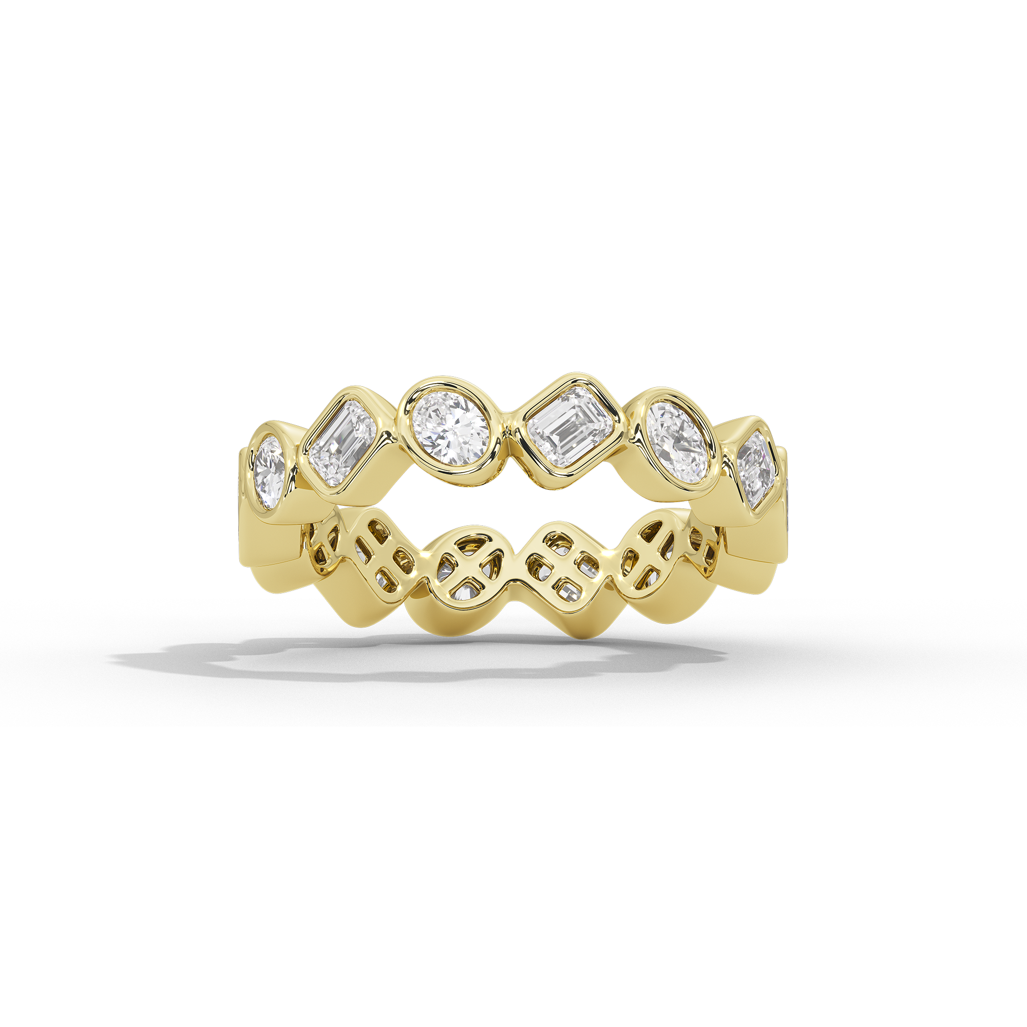 Oval and Emerald Bezel Eternity Band 1.761 Carat Lab Grown Diamond