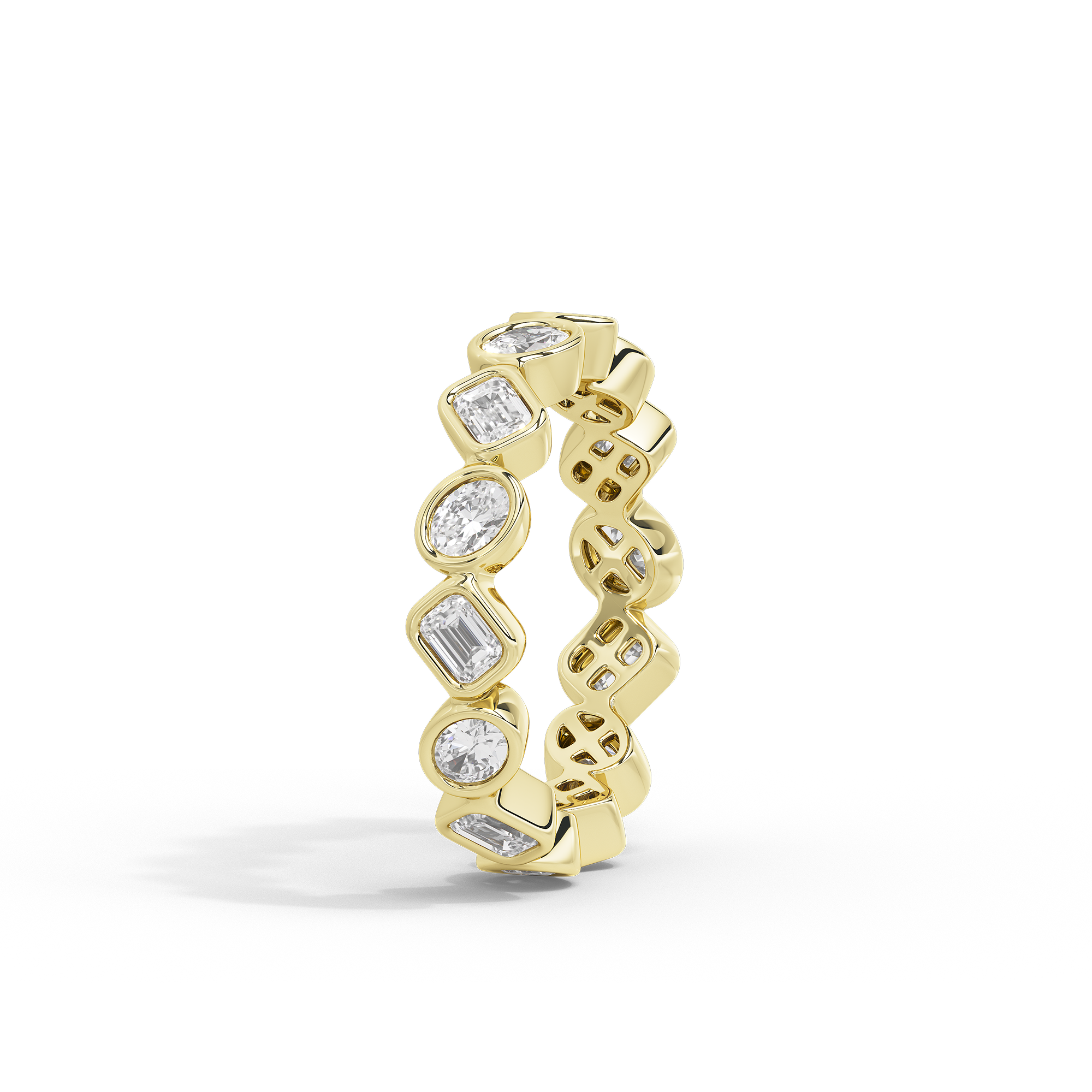 Oval and Emerald Bezel Eternity Band 1.761 Carat Lab Grown Diamond