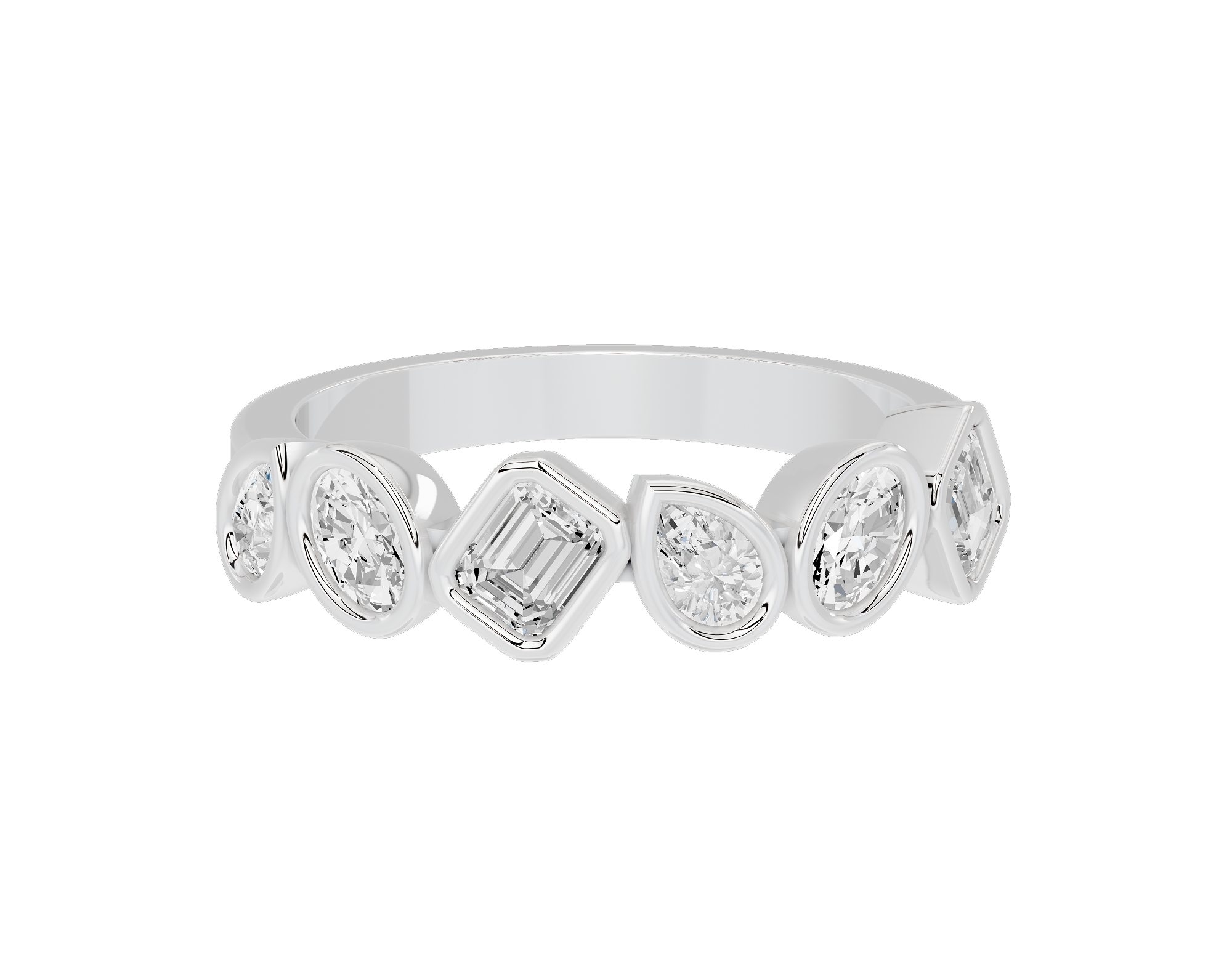 Pear,emerald and Oval Half Bezel Eternity Band 1.267 Carat Lab Grown Diamond