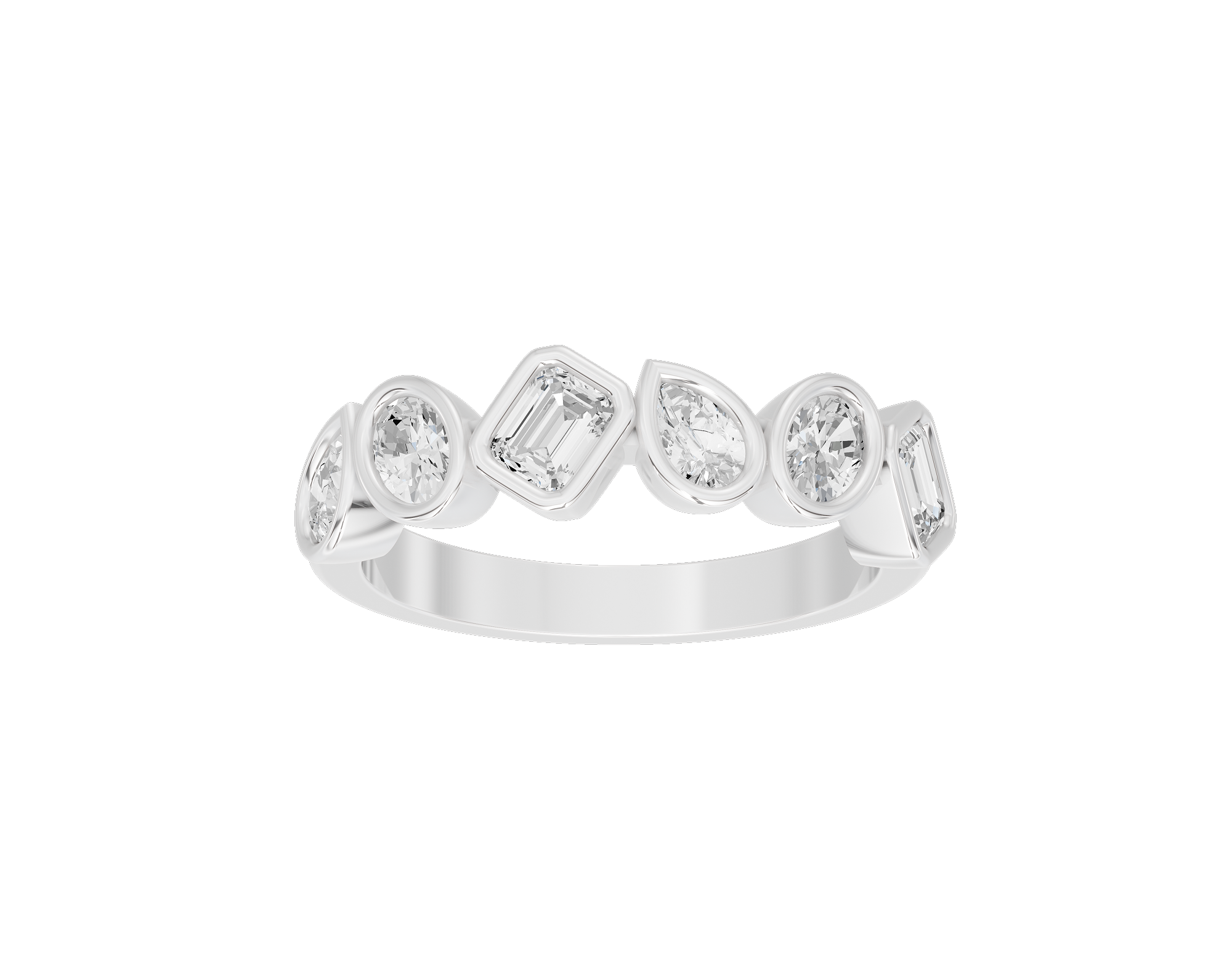 Pear,emerald and Oval Half Bezel Eternity Band 1.267 Carat Lab Grown Diamond