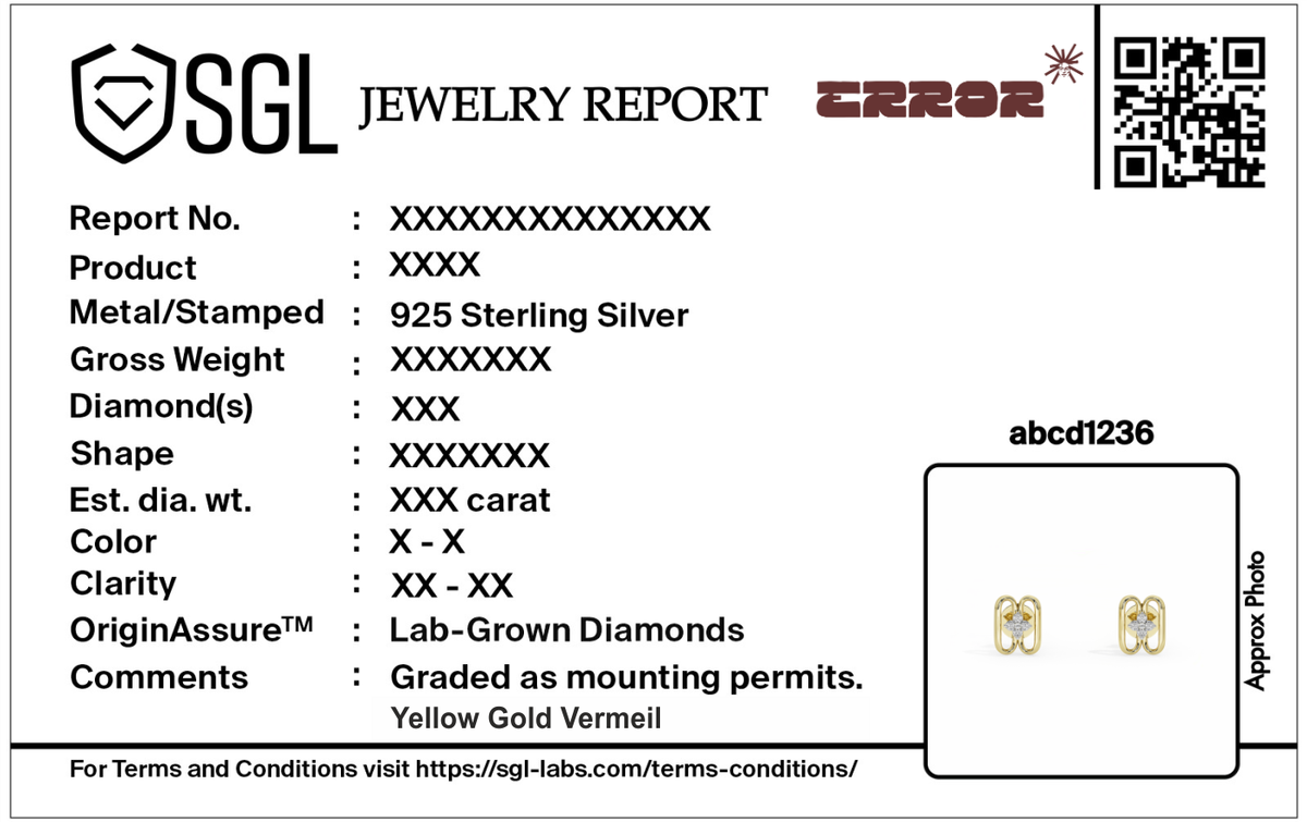 Jewelry report card for lab diamond loop link earrings; yellow gold vermeil thumbnail