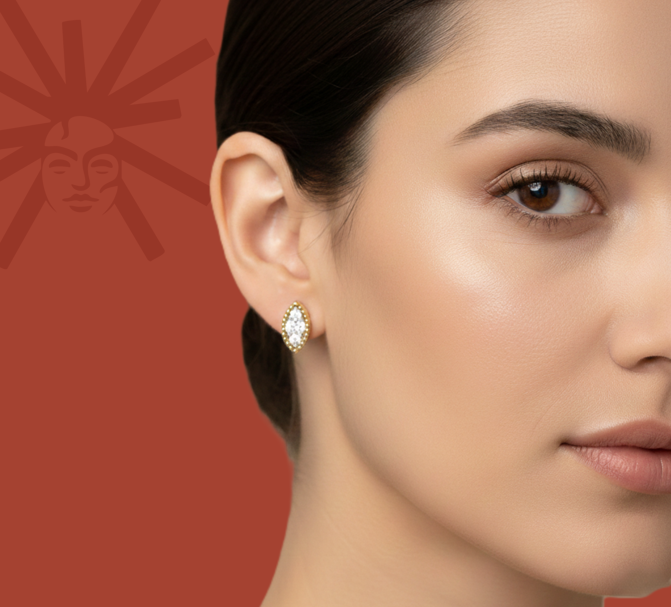 Lattice Marquise Studs  - Lab Diamond Earrings