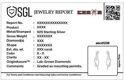 Sterling silver jewelry report for lab-grown diamond asymmetric earrings