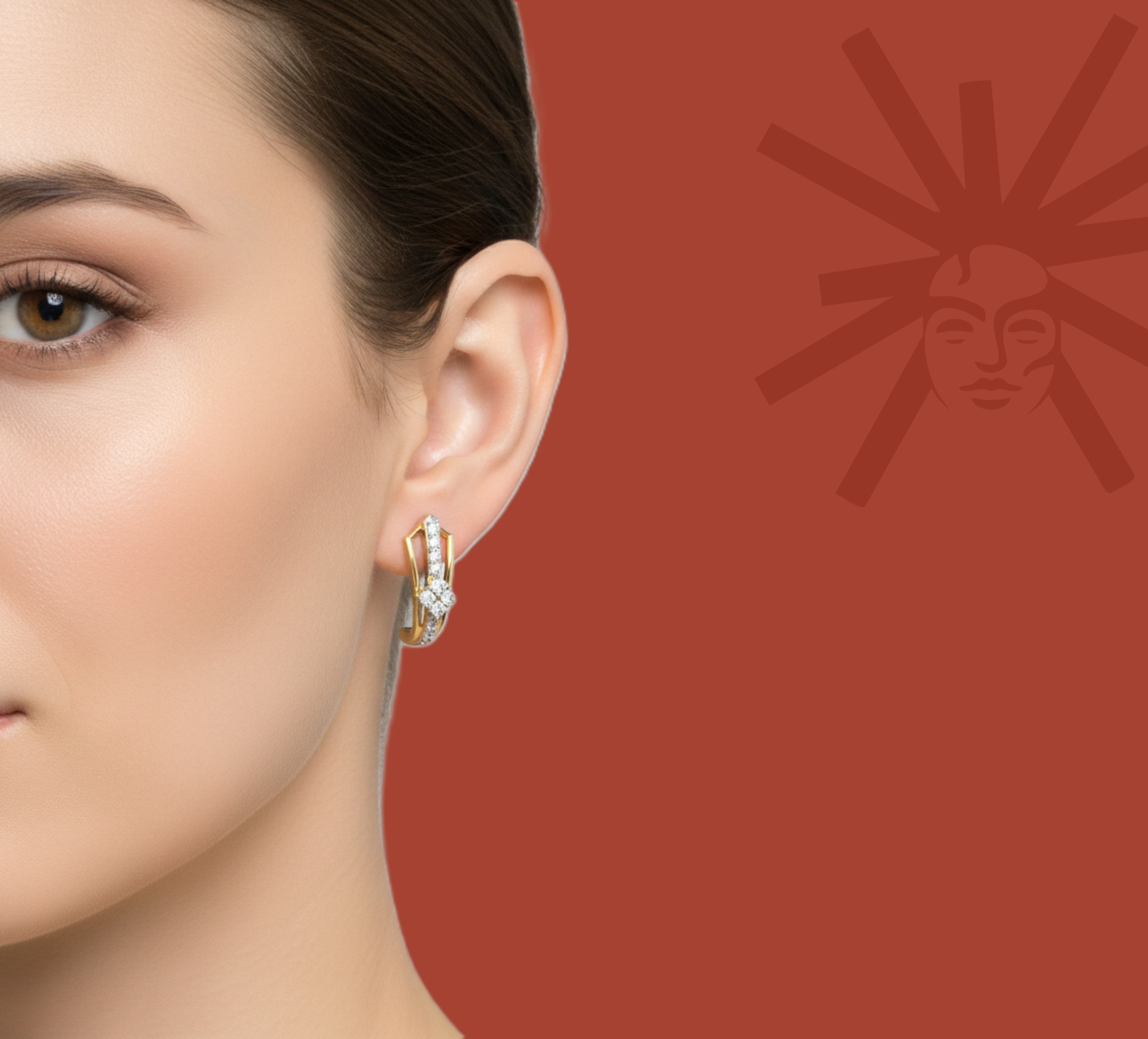 Axis Crown Hoops  - Lab Diamond Earrings