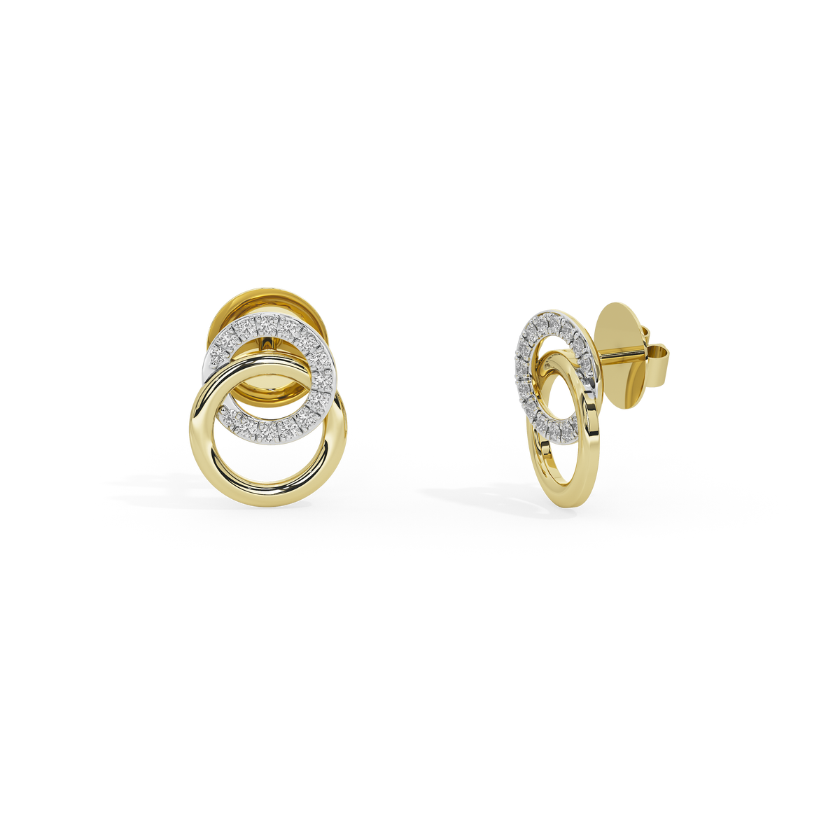 Gold vermeil loop link earrings with round diamond accents