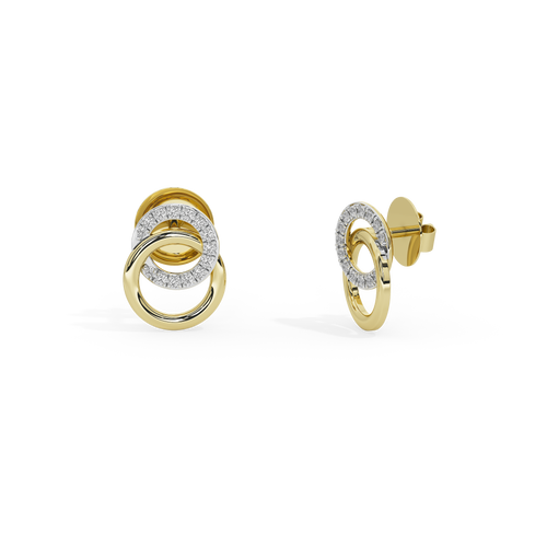 Gold vermeil loop link earrings with round diamond accents