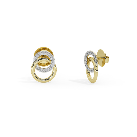 Gold vermeil loop link earrings with round diamond accents