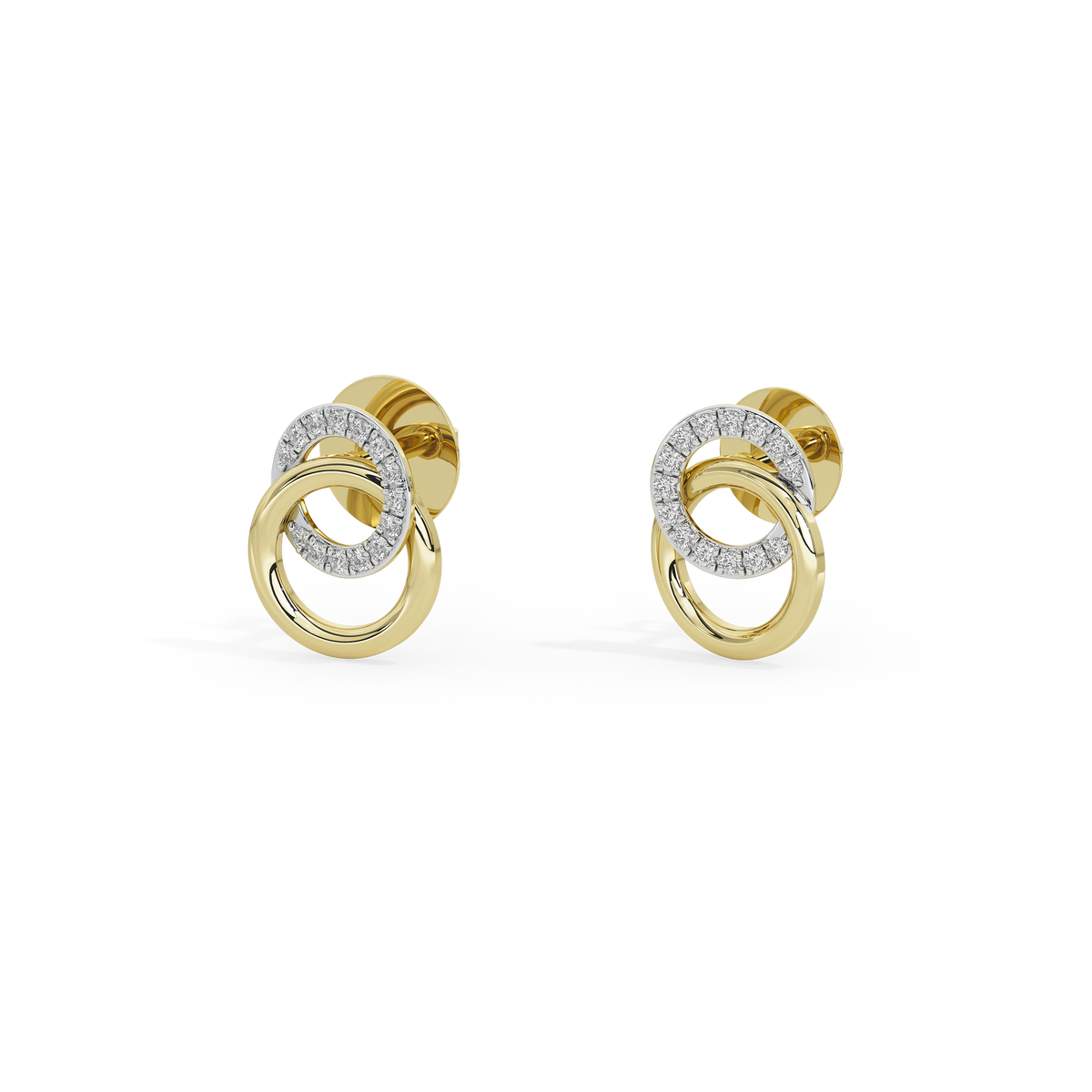 Gold vermeil loop link earrings with diamond pavé outer ring