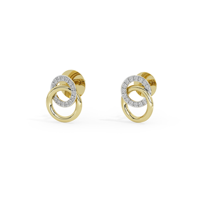 Gold vermeil loop link earrings with diamond pavé outer ring