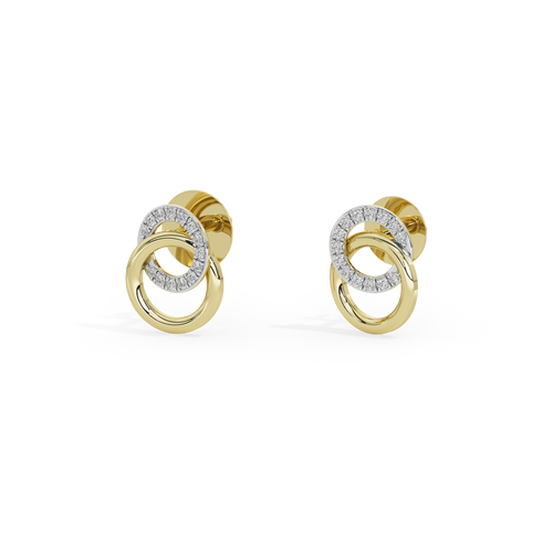 Gold vermeil loop link earrings with diamond pavé outer ring