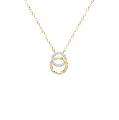 Loop link lab diamond pendant necklace in yellow gold vermeil, circular ring with halo