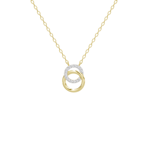Loop link lab diamond pendant necklace in yellow gold vermeil, circular ring with halo