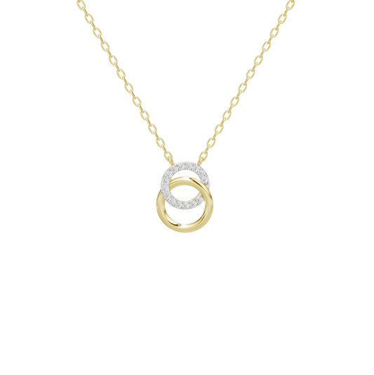 Loop link lab diamond pendant necklace in yellow gold vermeil, circular ring with halo