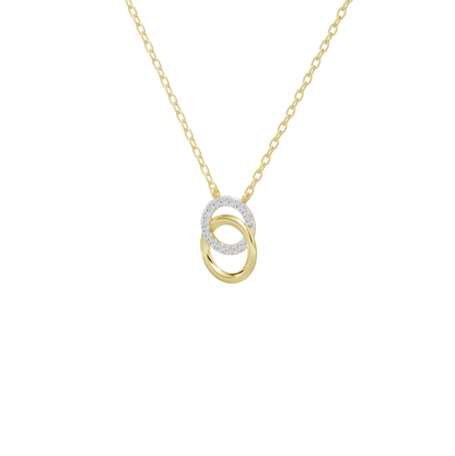 Loop link lab diamond pendant necklace with circular ring and halo detail in yellow gold vermeil
