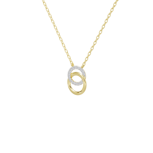 Loop link lab diamond pendant necklace with circular ring and halo detail in yellow gold vermeil