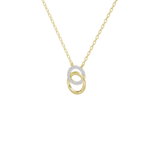 Loop link lab diamond pendant necklace with circular ring and halo detail in yellow gold vermeil