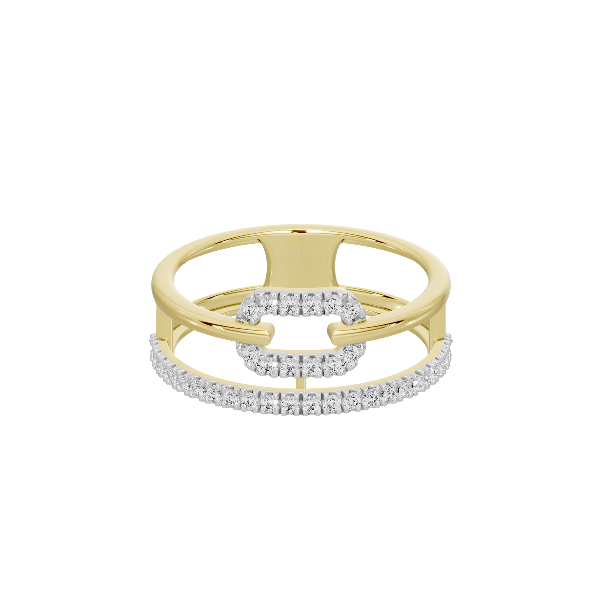 Lab diamond ring in yellow gold vermeil with channel-set lab diamonds on the top