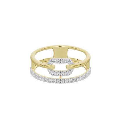 Lab diamond ring in yellow gold vermeil with channel-set lab diamonds on the top