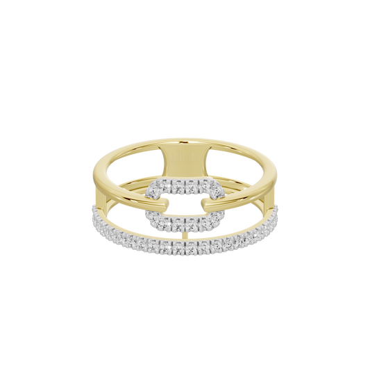 Lab diamond ring in yellow gold vermeil with channel-set lab diamonds on the top