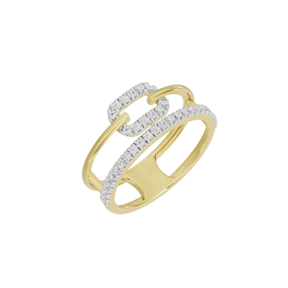 Lab diamond ring in yellow gold vermeil with channel-set stones along the top