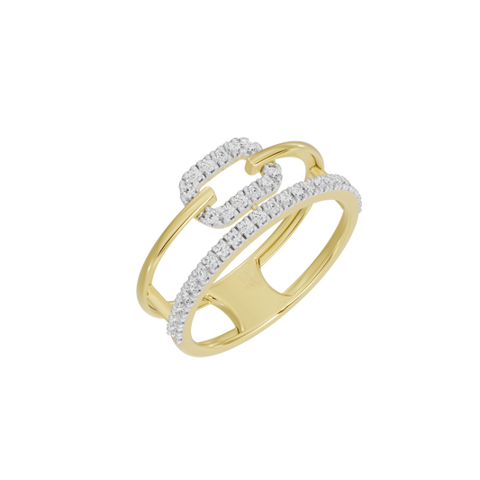 Lab diamond ring in yellow gold vermeil with channel-set stones along the top