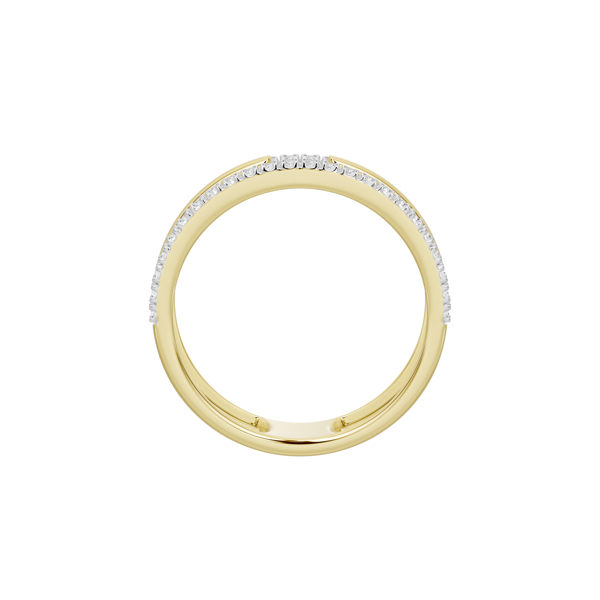 Lab diamond ring in yellow gold vermeil with channel-set stones around the band