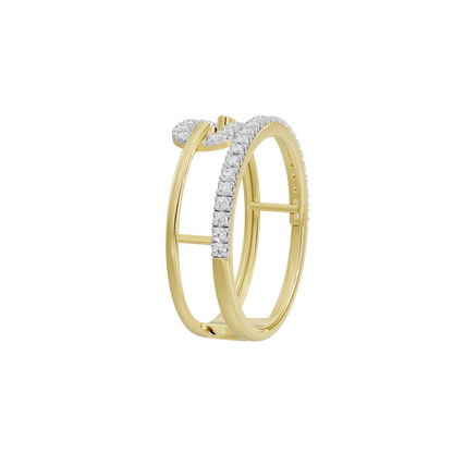 Lab diamond ring in yellow gold vermeil, side view with channel-set lab diamonds