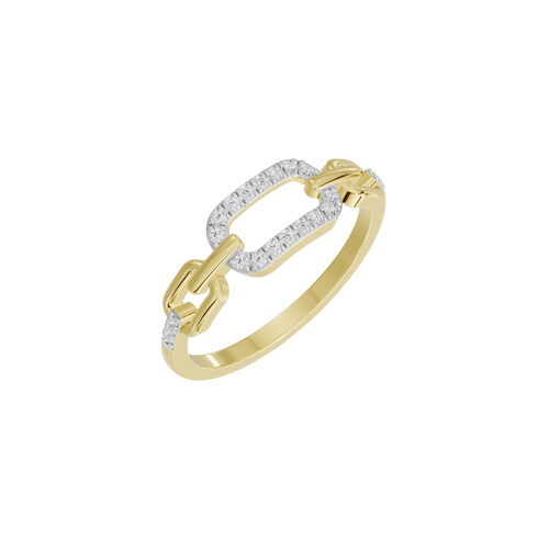 Yellow gold vermeil link lab diamond ring with arched pavé centerpiece