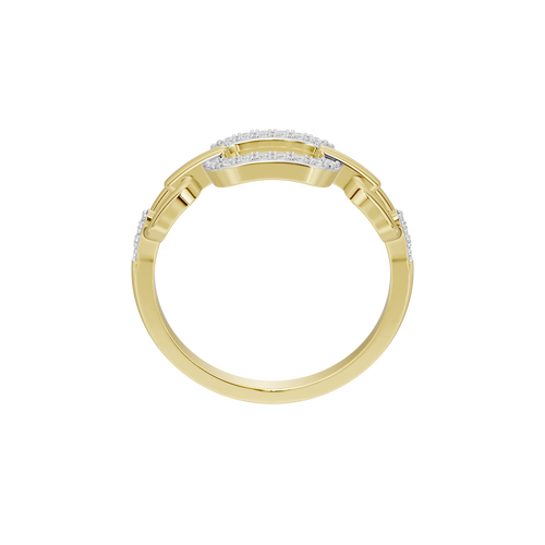 Yellow gold vermeil link lab diamond ring with channel pavé stones